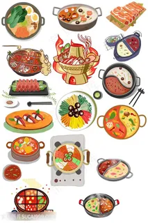 中华美食火锅插画设计 中华美食火锅插画设计