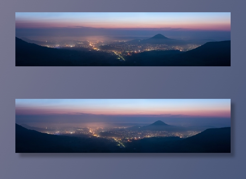 夜幕降临的城市美景