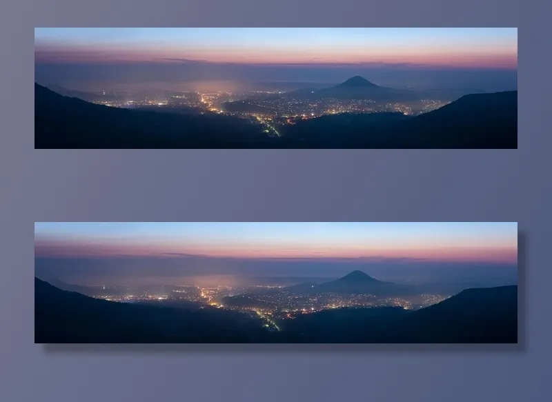 夜幕降临的城市美景