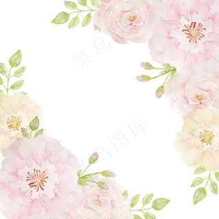 水彩插画植物变边框