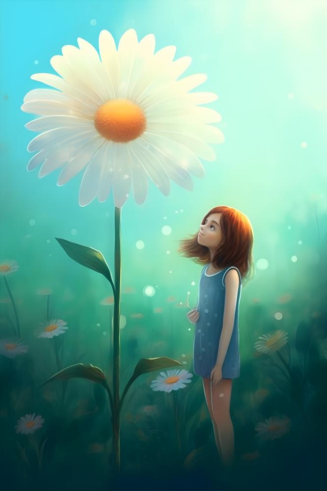 手绘插画花人物草原山森林大自然素材海报背景(3584x5376)