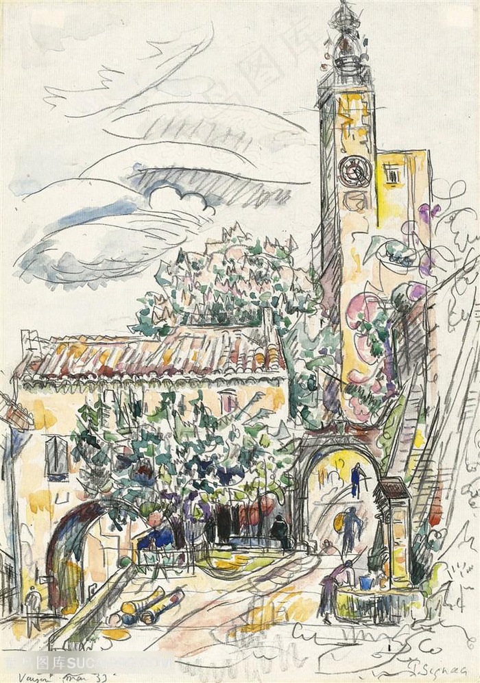 手绘建筑时尚房子油画图片