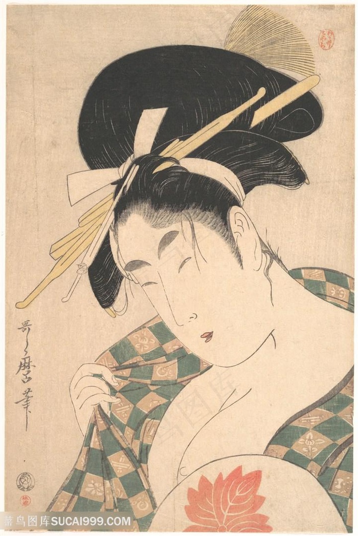 喜多川歌磨日系美女艺术插画