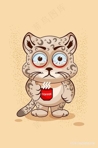 唯美拿着杯子的熊插画