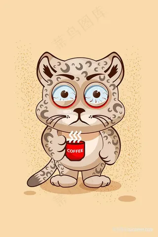 唯美拿着杯子的熊插画