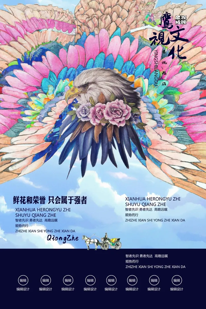 企业文化海报 文化风 蓝天 鹰 可用于宣传册psd模版下载