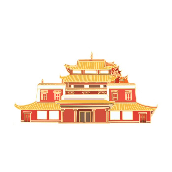 复古中国风国潮古建筑插画手绘高楼古塔PSD素材亭子png免抠图