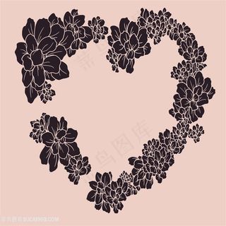 爱心形状手绘花朵图案设计元素PSD素材图片