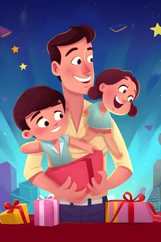 父亲和肩上的孩子背景