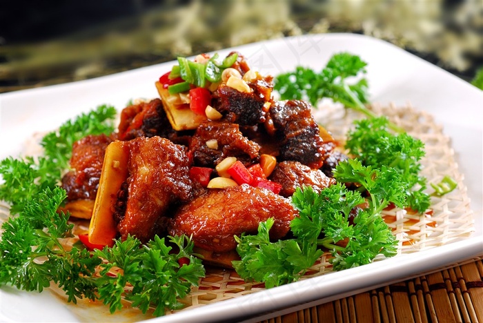 香辣熏牛排美食素材