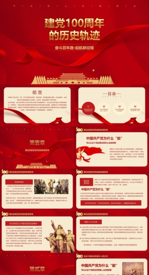 党建设100周年PPT模板预览图