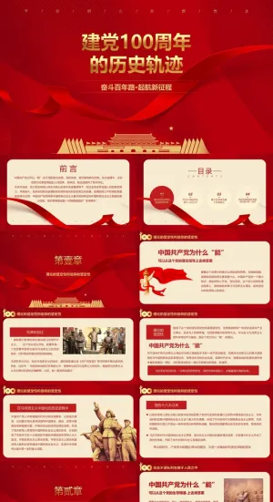 党建设100周年PPT模板预览图