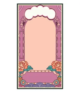 国潮风主题框头像框拱形祥云灯笼春节边框装饰元素设计素材