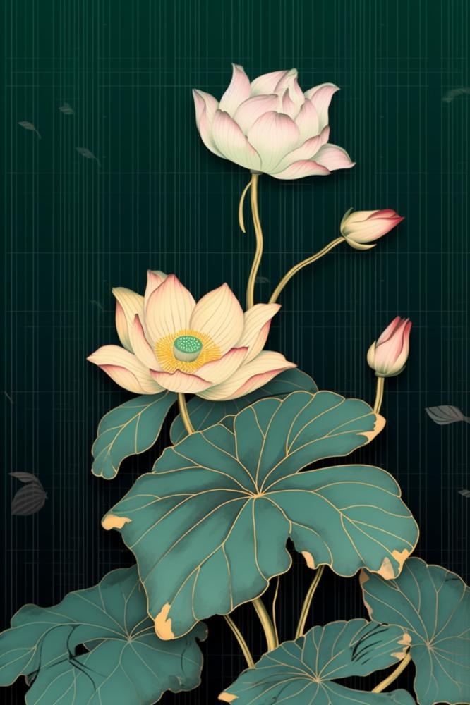 绿色简约清新莲花节气背景(896x1344)