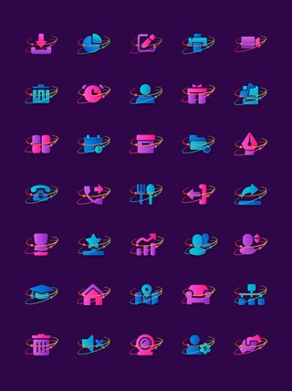 彩色icon手机线性小图标UI素材AI矢量图psd设计源文件app菜单分类