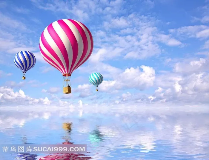 唯美天空下的热气球航天宇宙
