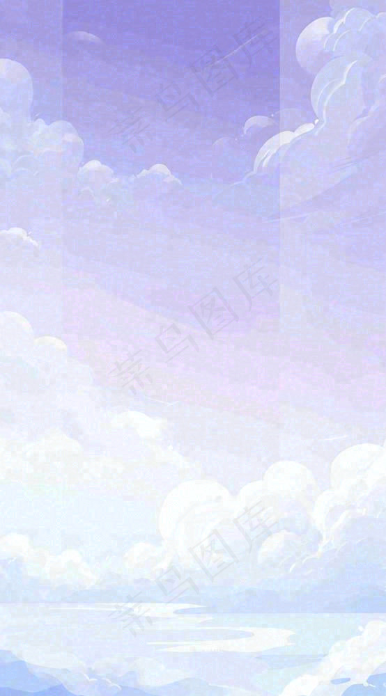 蓝紫色天空白云清新浪漫落日海上倒影