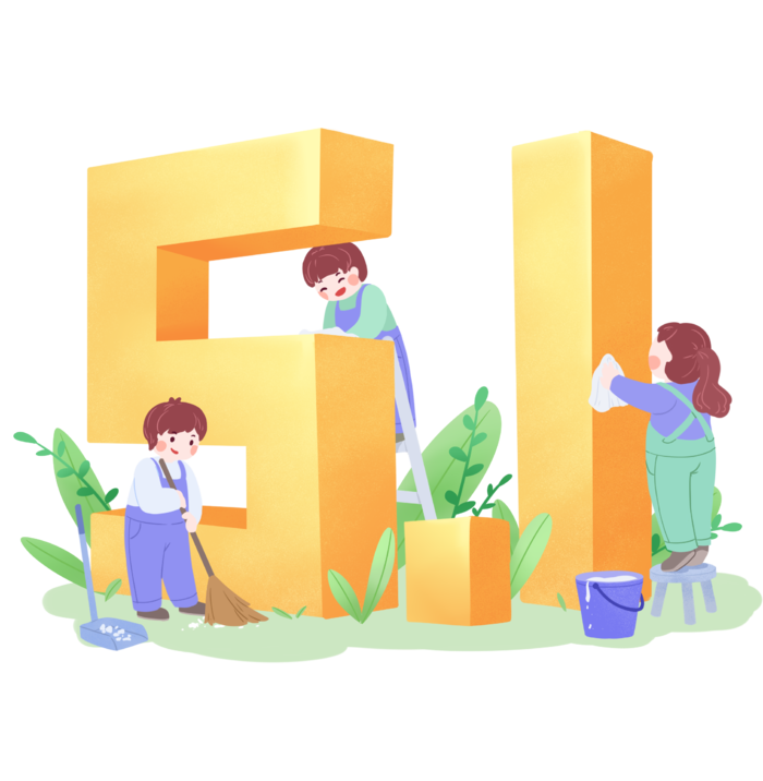 五一劳动节创意人物劳动场景插画