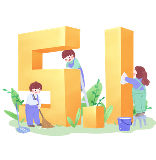 五一劳动节创意人物劳动场景插画