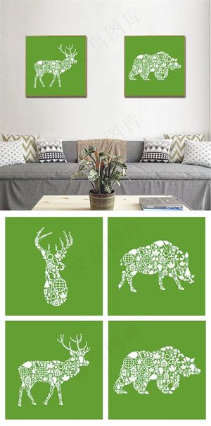 创意麋鹿装饰画画拼画鹿头