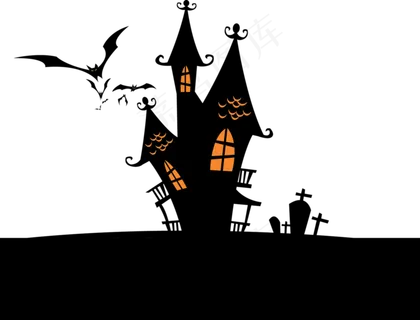 万圣节节日卡通素材城堡