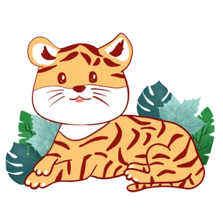 卡通小老虎PNG免抠插画素材可爱动物老虎插画贴图PNG免抠设计素材