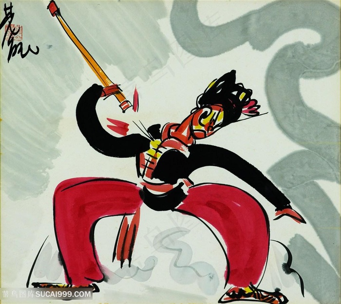 林风眠手绘小丑装饰画