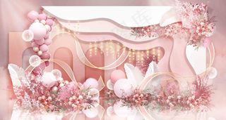 粉色浪漫婚礼迎宾区效果图