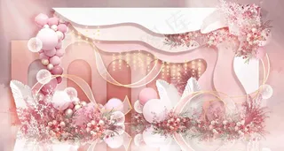 粉色浪漫婚礼迎宾区效果图