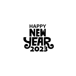 兔年新年快乐黑色字体挂画