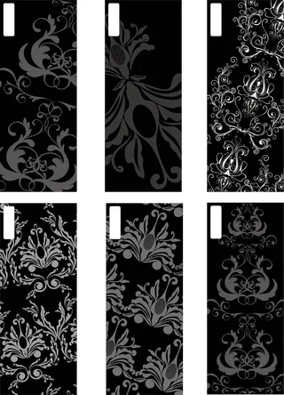 免抠黑白纹样标签