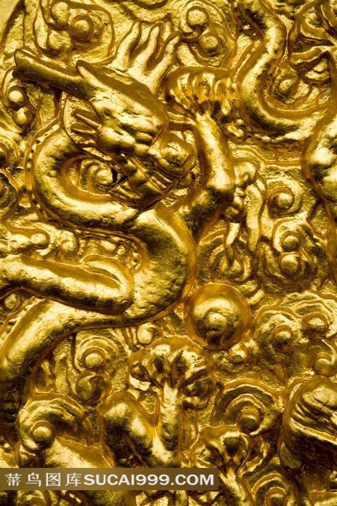 精美的金色龙纹浮雕