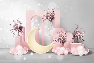 粉色卡通宝宝宴