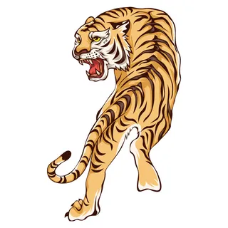 手绘国潮虎年卡通白虎老虎形象插画装饰元素PSD设计素材png免抠图