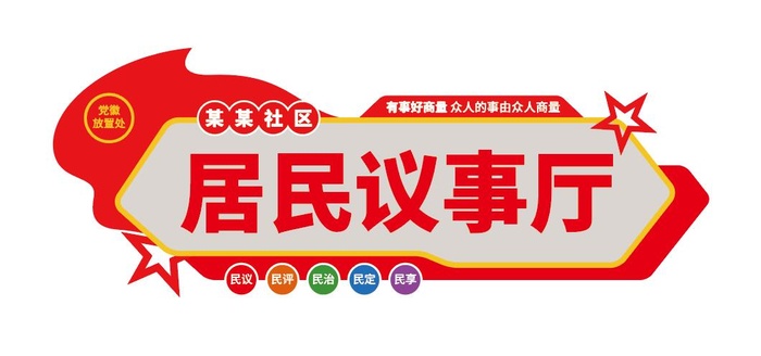 居民议事厅基层党建文化墙ai矢量模版下载