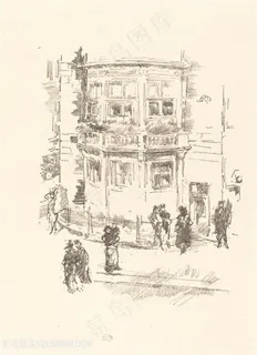 惠斯勒素描街道建筑艺术挂画