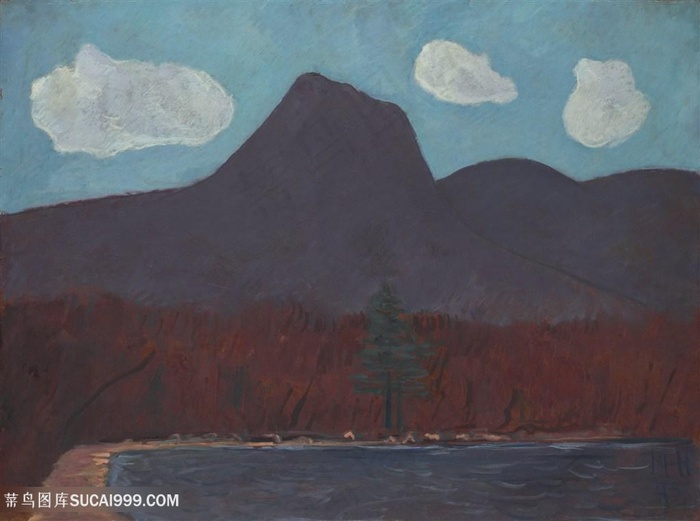 巍峨山脉水彩油画装饰画
