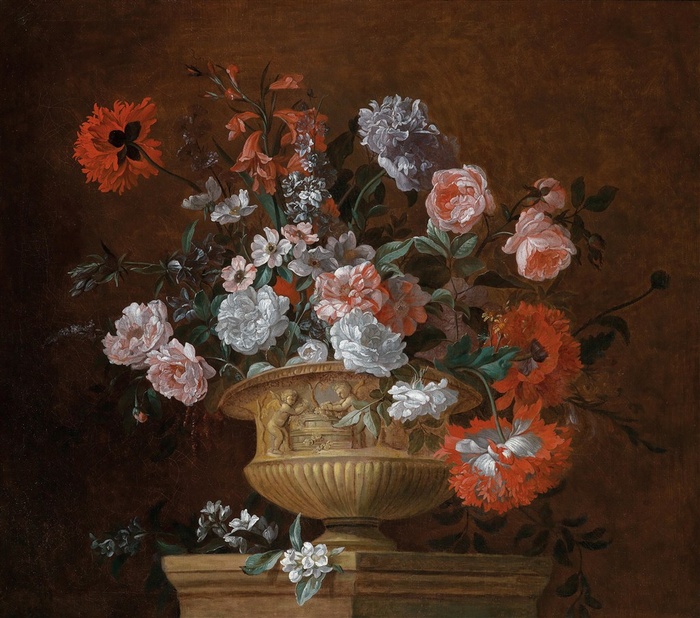 美丽花坛花卉静物油画图片