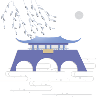 清明元素古风中式清明节山水画中国风绿色