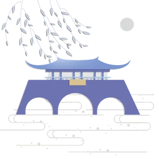 清明元素古风中式清明节山水画中国风绿色