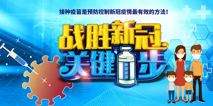 新冠病毒疫苗宣传海报psd模版下载