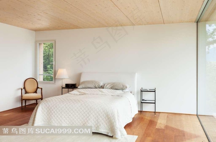 简约卧室陈设摄影高清图片