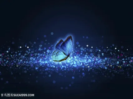 蓝色光晕蝴蝶绚丽炫光昆虫图片
