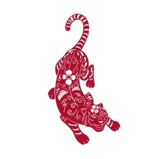 2022新年吉祥春节剪纸生肖虎年晚会插画透明免抠图ai矢量设计素材