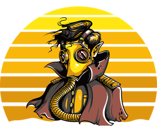 带防毒面罩人物卡通简笔