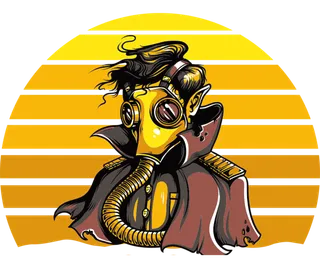 带防毒面罩人物卡通简笔