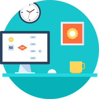 桌面图标绿色卡通简笔科技kv主视觉素材