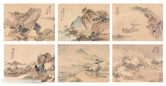 黄山寿仿古山水图国画图片