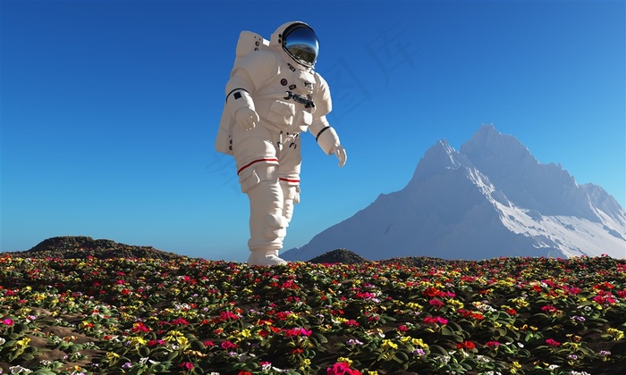 创意宇航员与星球创意素材图