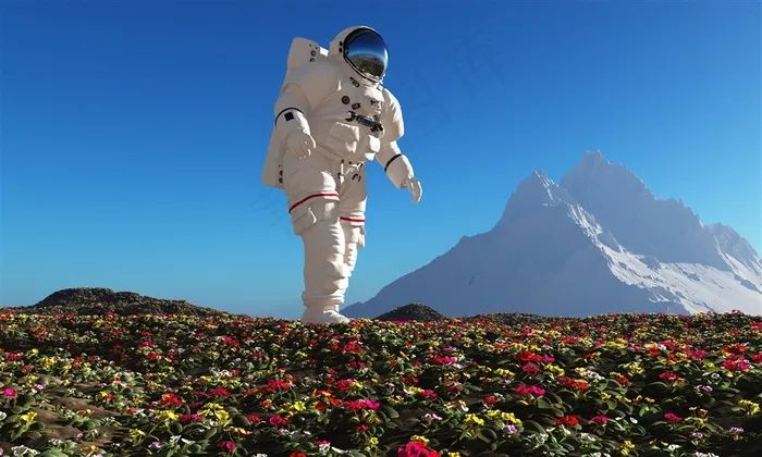 创意宇航员与星球创意素材图